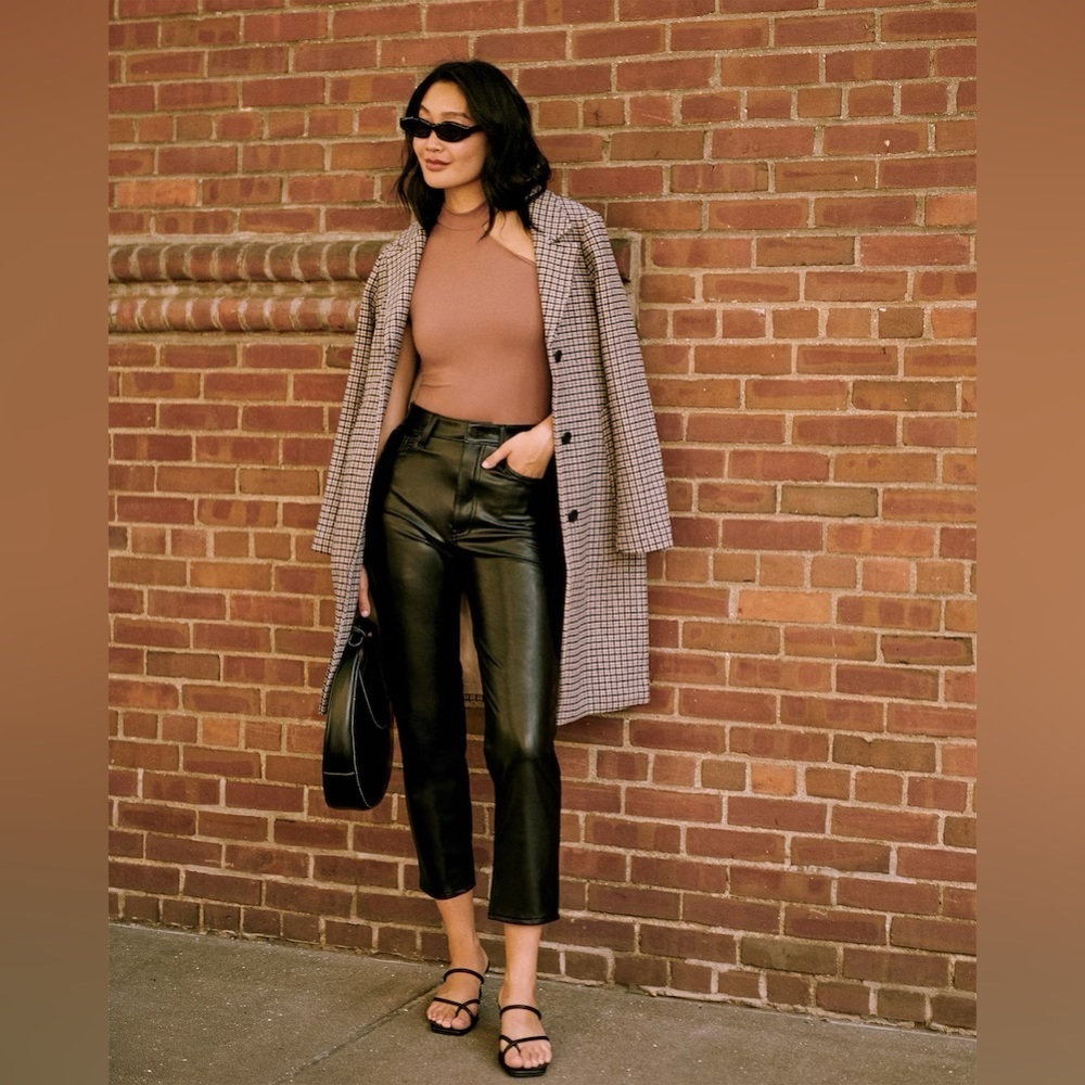 NWOT Vegan Leather Ankle Straight Pant